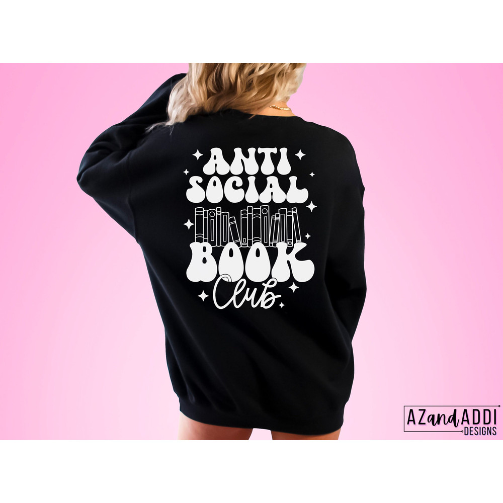 Antisocial book club png, retro booktrovert sublimation design, book lover png, trendy retro png, librarian png, teacher png, digital png - 4.jpg