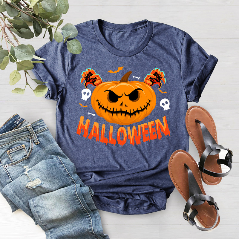 Unisex Halloween Face Shirt, Halloween Party Shirt, Pumpkin Shirt, Halloween Pumpkin Shirt, Women's Halloween Shirt, Cute Pumpkin Face Shirt - 5.jpg