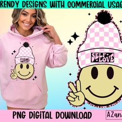 Beanie smiley face png, pink valentine smile face png, retro