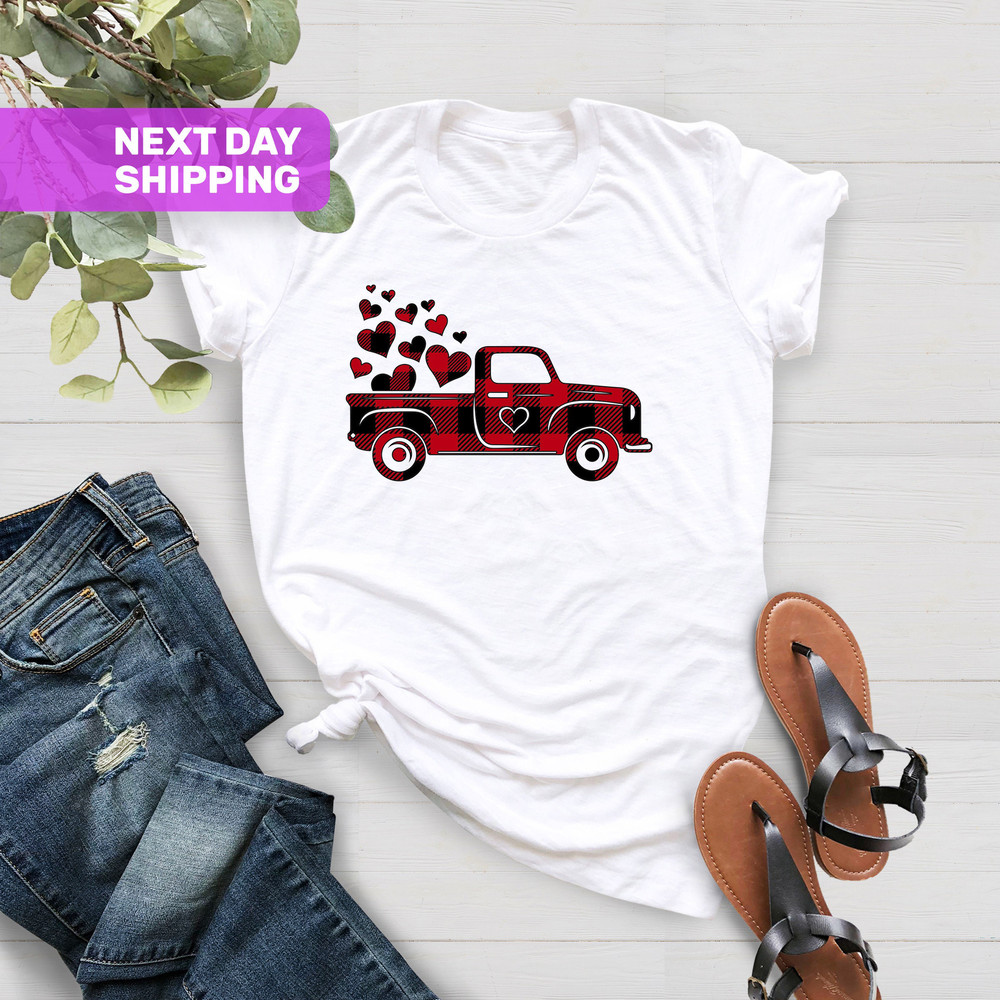 Valentines Buffalo Plaid Truck Shirt, Valentines Day Gift, Heart Shirt, Cute Valentine Shirt, Valentines Day Shirts For Woman - 2.jpg