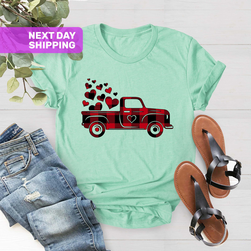 Valentines Buffalo Plaid Truck Shirt, Valentines Day Gift, Heart Shirt, Cute Valentine Shirt, Valentines Day Shirts For Woman - 3.jpg