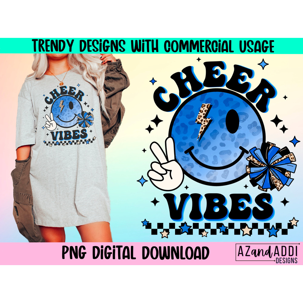 Blue cheer vibes png, retro cheer sublimation png, cheer smiley face png, leopard cheer png, cheer mama, cheer team, cheer competition - 1.jpg