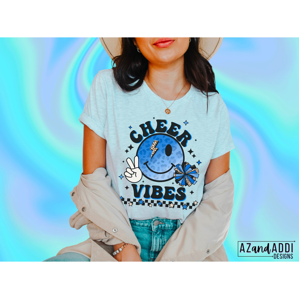 Blue cheer vibes png, retro cheer sublimation png, cheer smiley face png, leopard cheer png, cheer mama, cheer team, cheer competition - 4.jpg