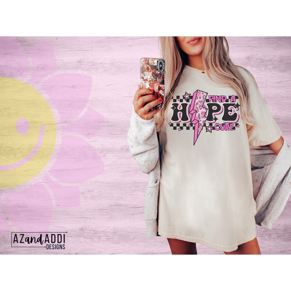 Breast cancer awareness png, hope png, find a cure png, in october we wear pink, cancer lightning bolt, retro cancer png - 2.jpg