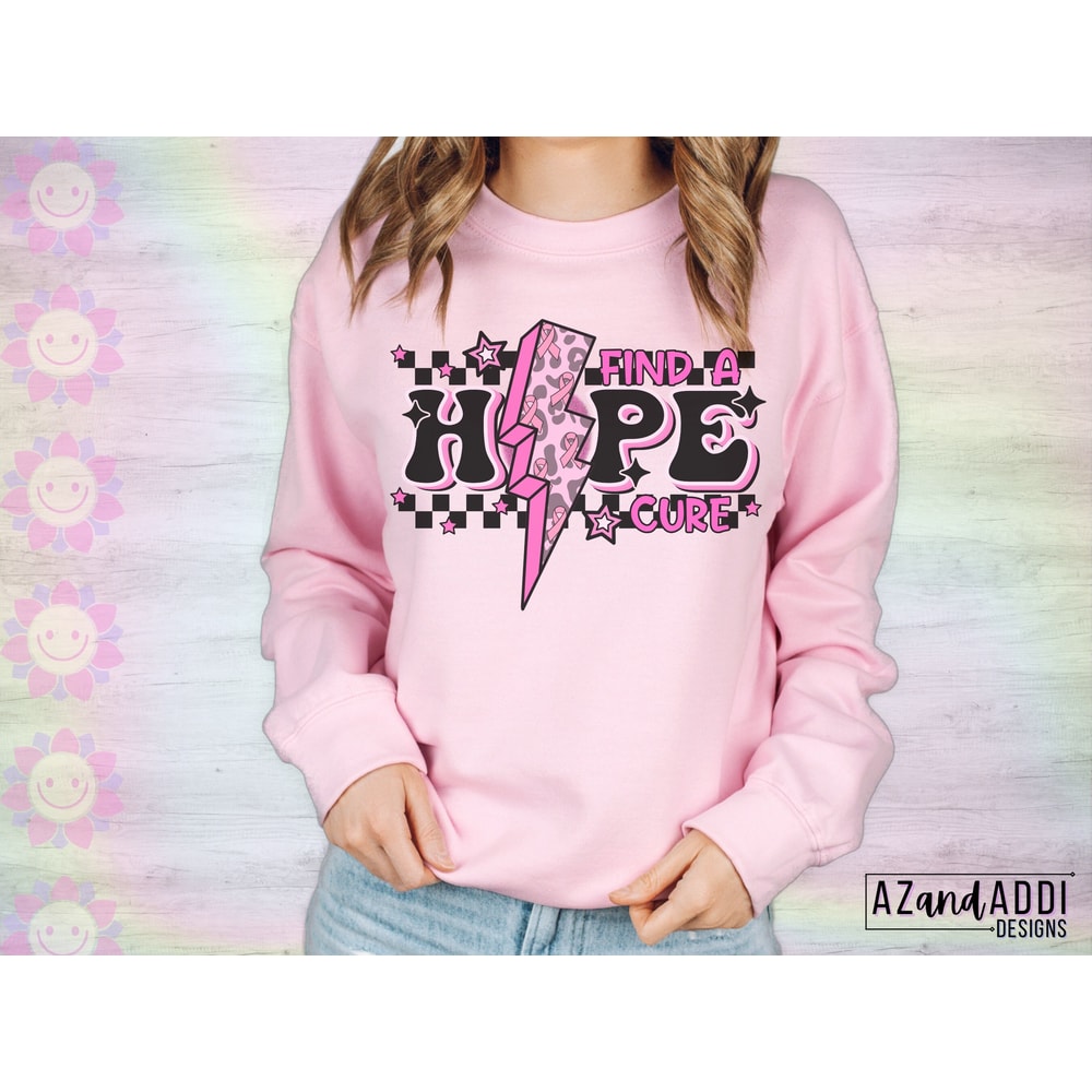 Breast cancer awareness png, hope png, find a cure png, in october we wear pink, cancer lightning bolt, retro cancer png - 3.jpg