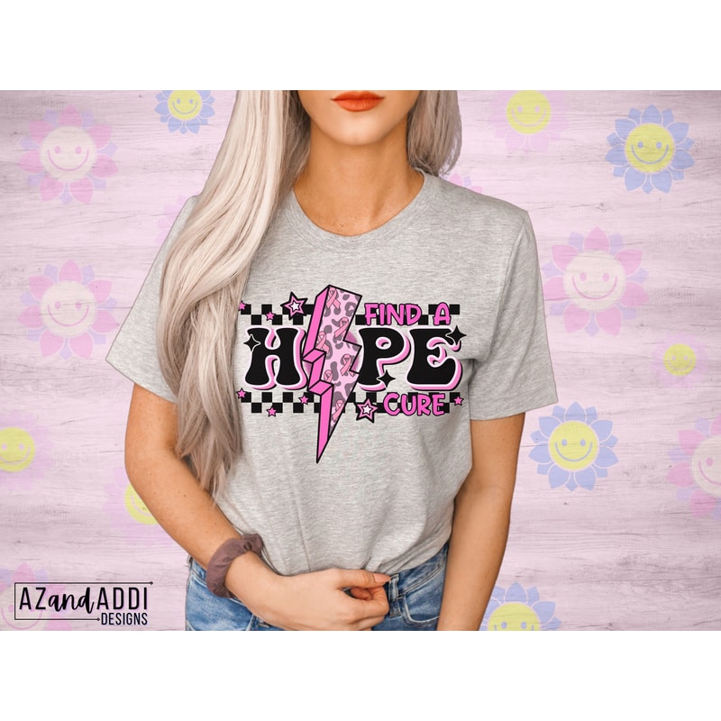 Breast cancer awareness png, hope png, find a cure png, in october we wear pink, cancer lightning bolt, retro cancer png - 5.jpg