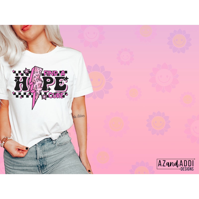 Breast cancer awareness png, hope png, find a cure png, in october we wear pink, cancer lightning bolt, retro cancer png - 6.jpg