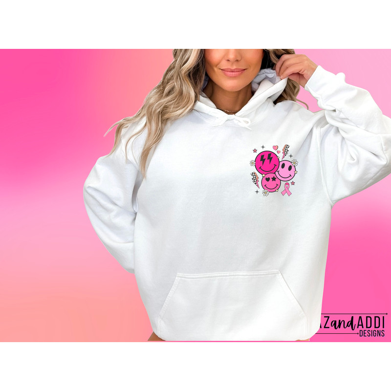 Breast cancer warrior png, retro breast cancer sublimation design, pink cancer awareness png, pink smiley face png, October cancer awareness - 5.jpg