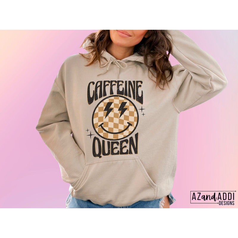 Caffeine queen png, retro coffee png, coffee sublimation design, fueled by iced coffee png, retro smiley face png, coffee digital download - 2.jpg
