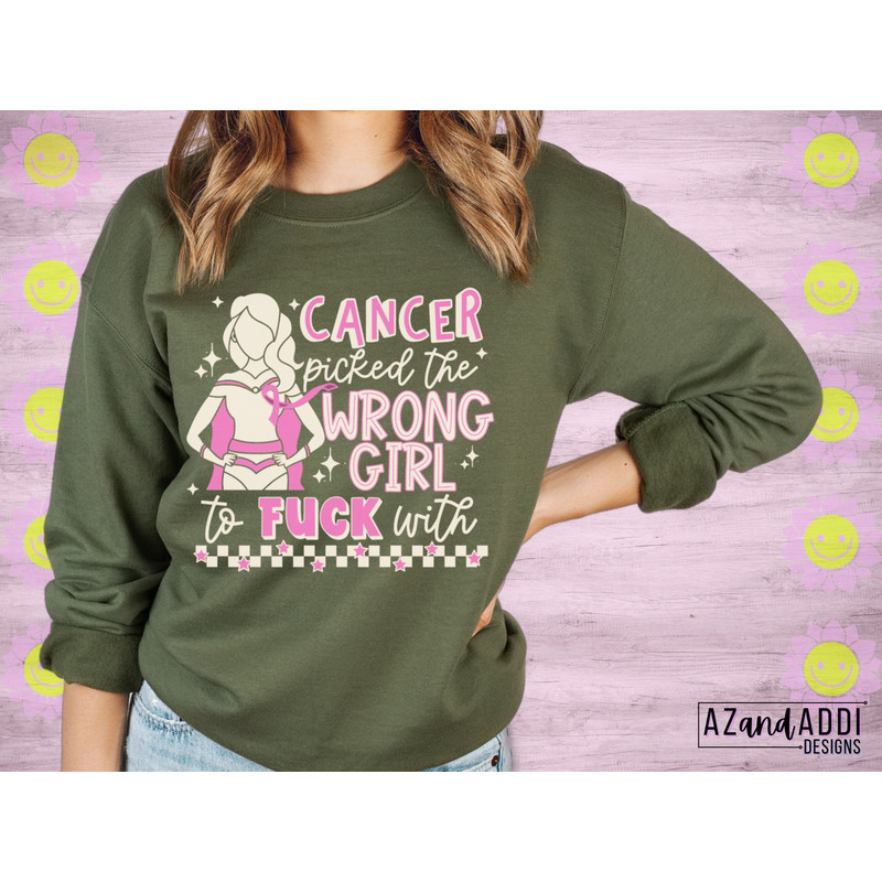 Cancer picked the wrong girl png, breast cancer png, October breast cancer awareness png, In October we wear pink png - 5.jpg