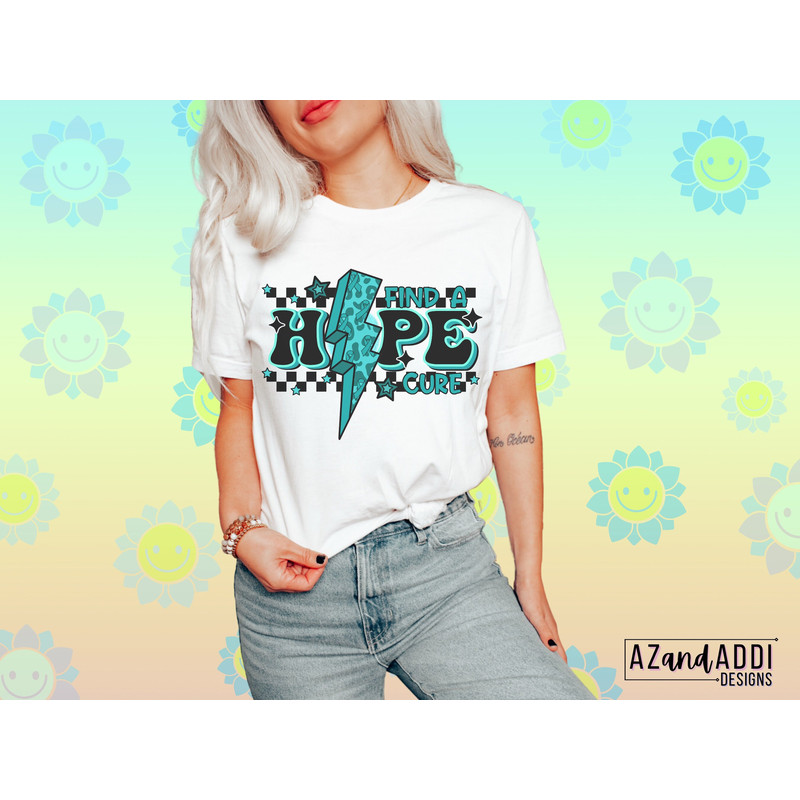 Cervical cancer awareness png, teal cancer ribbon png, find a cure cancer png, cancer sublimation, retro cancer awareness png - 3.jpg