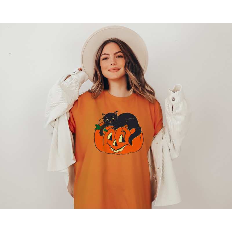 Vintage Black Cat Sweatshirt, Halloween Sweatshirt, Pumpkin Sweatshirt, Trick or Treat Sweatshirt, Fall Sweatshirt, Fall Tee,Halloween Gifts - 3.jpg