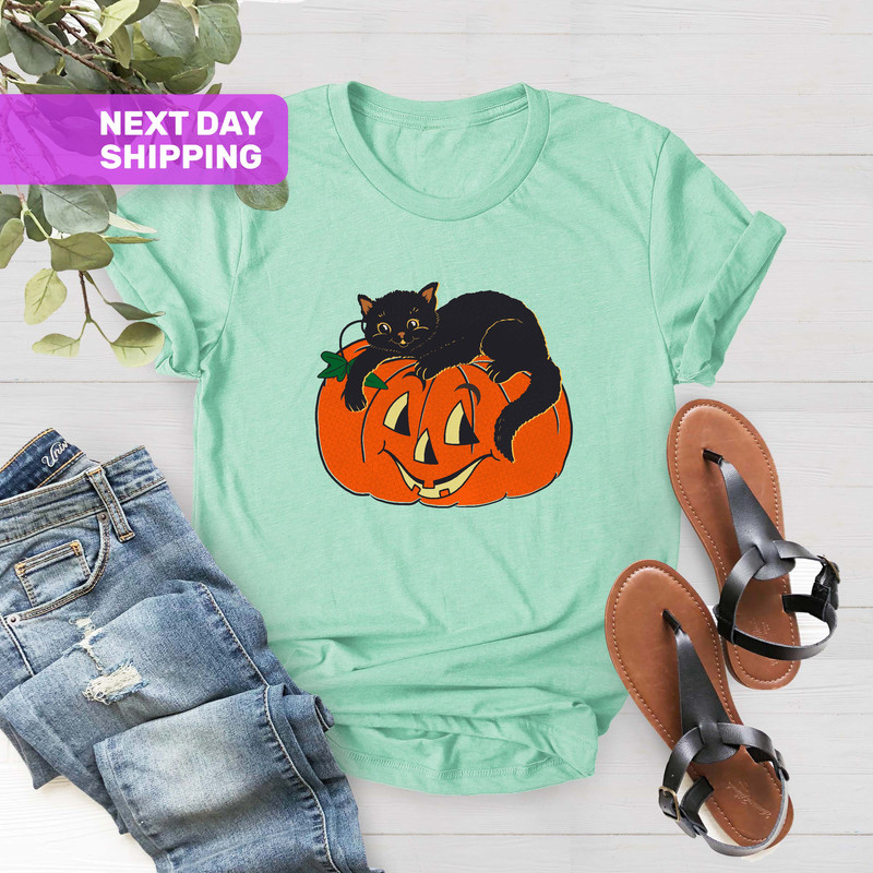 Vintage Black Cat Sweatshirt, Halloween Sweatshirt, Pumpkin Sweatshirt, Trick or Treat Sweatshirt, Fall Sweatshirt, Fall Tee,Halloween Gifts - 6.jpg