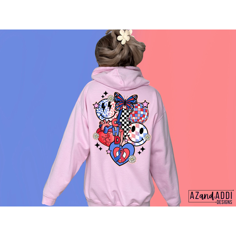 CHD awareness png, anatomical heart design, retro sublimation png, retro smiley face collage, inspirational design, CHD ribbon png - 3.jpg