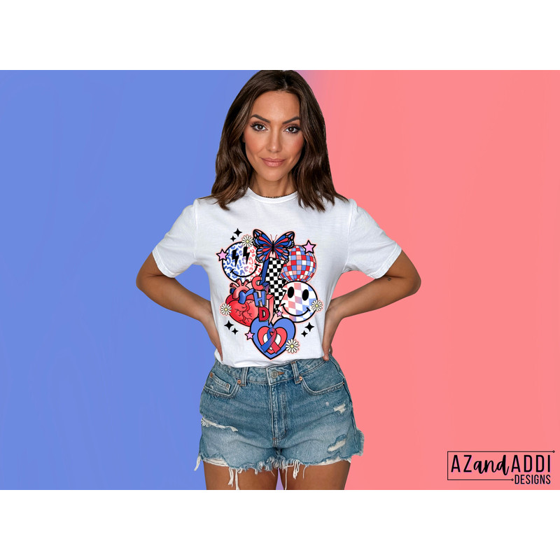 CHD awareness png, anatomical heart design, retro sublimation png, retro smiley face collage, inspirational design, CHD ribbon png - 6.jpg