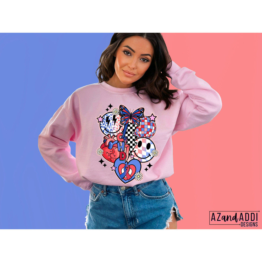 CHD awareness png, anatomical heart design, retro sublimation png, retro smiley face collage, inspirational design, CHD ribbon png - 4.jpg