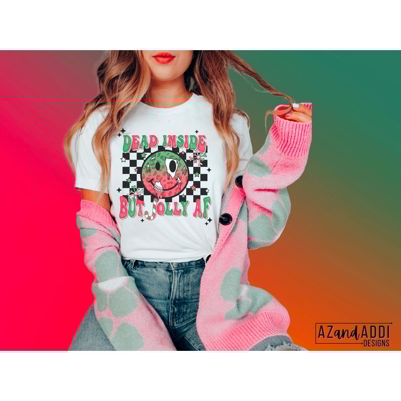 Dead inside but jolly AF png, retro Christmas smiley face png, retro Christmas sublimation, Christmas skeleton png, dead inside Christmas - 2.jpg
