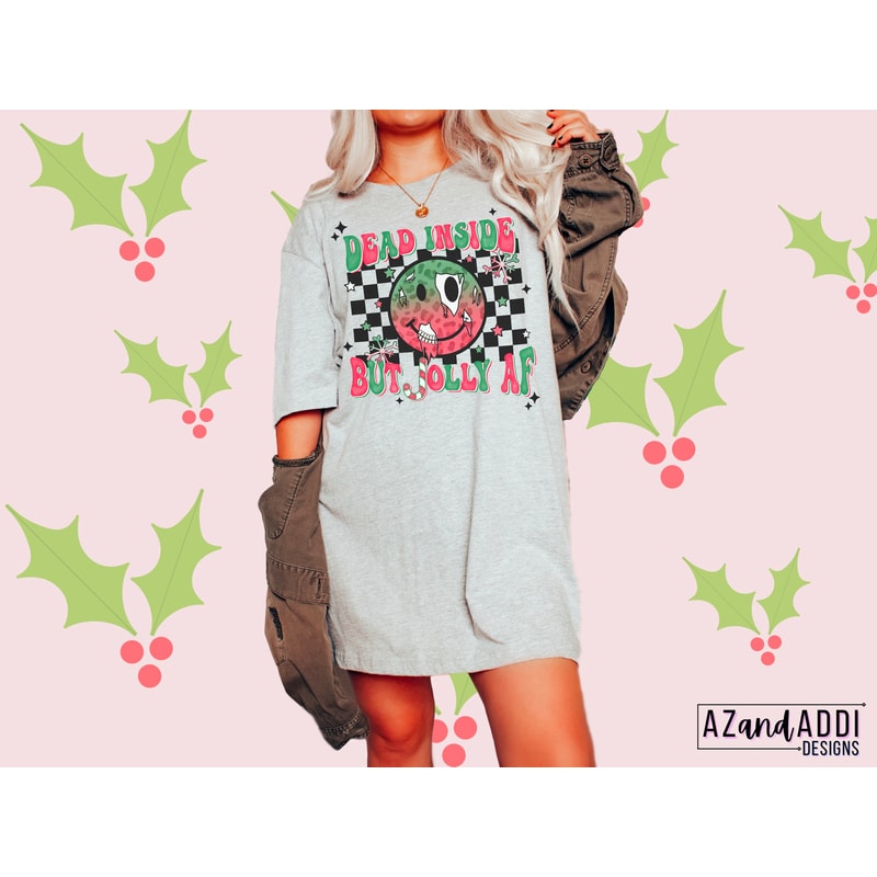 Dead inside but jolly AF png, retro Christmas smiley face png, retro Christmas sublimation, Christmas skeleton png, dead inside Christmas - 5.jpg