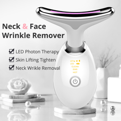 EMS Thermal Neck Lifting And Tighten Massager Electric Microcurrent Wrinkle Remover LED Photon Face Beauty Device