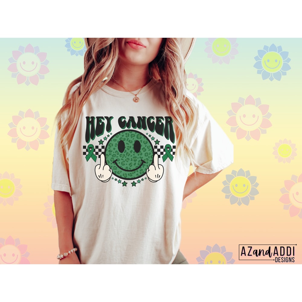 F Cancer Png, Green Ribbon Png, Liver Cancer Awareness Png, Green smile face png, retro cancer sublimation - 2.jpg