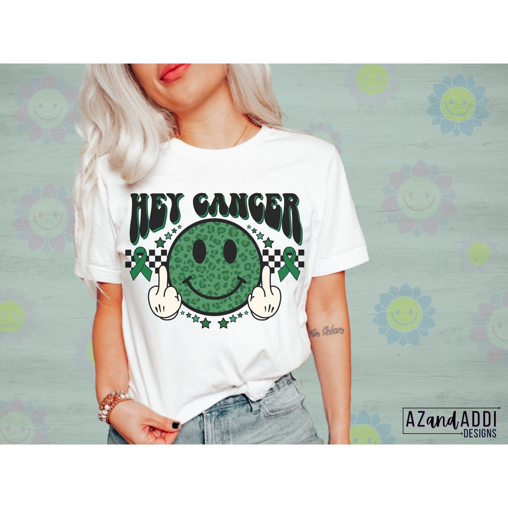 F Cancer Png, Green Ribbon Png, Liver Cancer Awareness Png, Green smile face png, retro cancer sublimation - 4.jpg