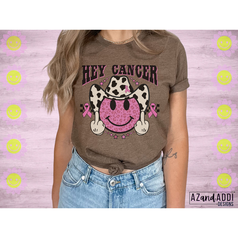 F Cancer Png, Western breast cancer awareness design, cowboy smile face png, FU cancer png, in October we wear pink, retro cancer png - 4.jpg