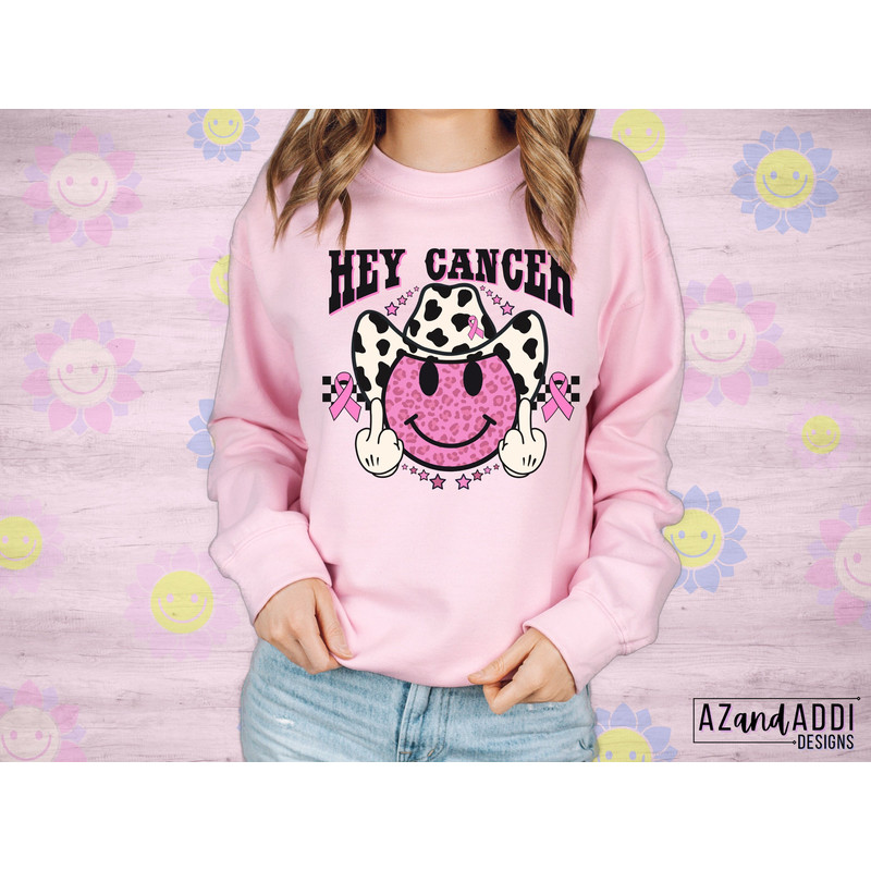 F Cancer Png, Western breast cancer awareness design, cowboy smile face png, FU cancer png, in October we wear pink, retro cancer png - 5.jpg