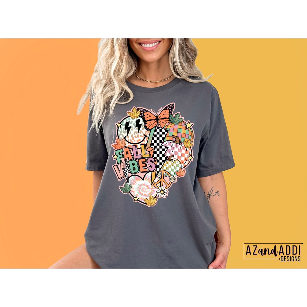 Fall vibes png sublimation design, retro fall sublimation, smile face pumpkin png, fall clipart png, digital download, trendy fall design - 2.jpg