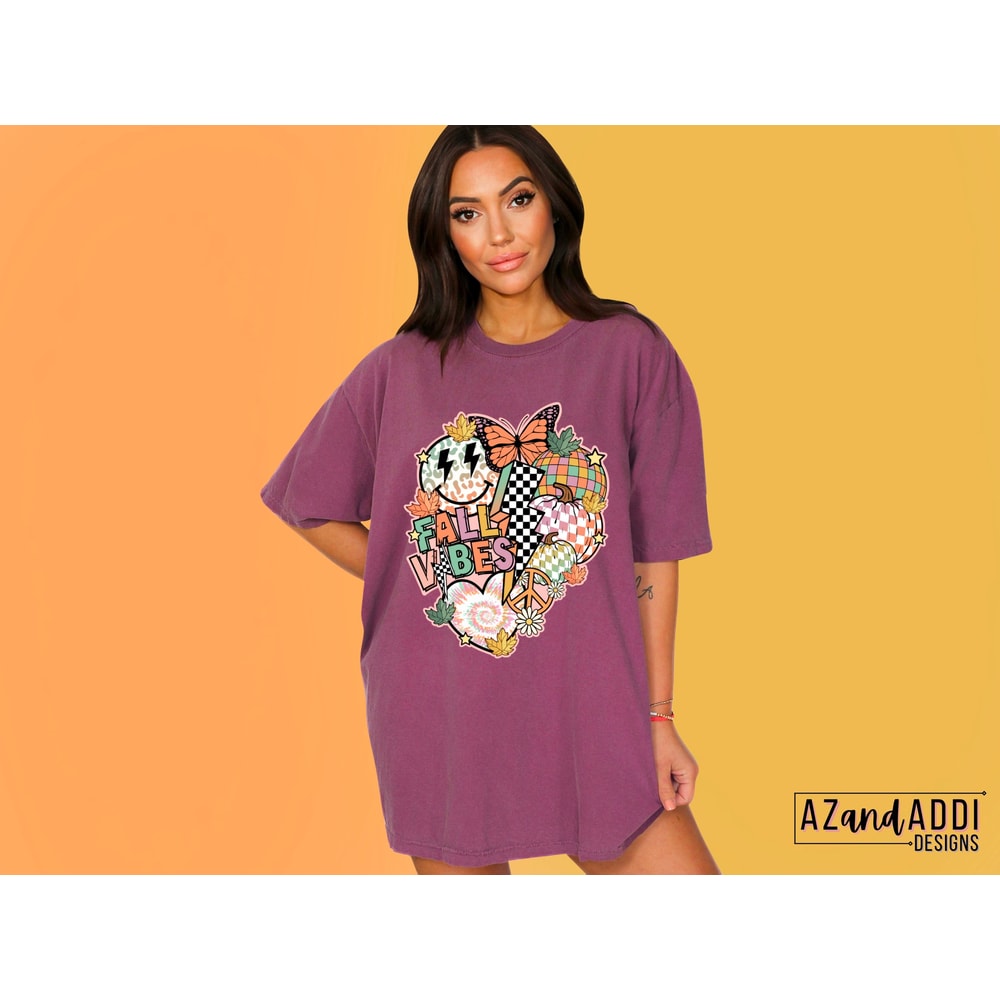 Fall vibes png sublimation design, retro fall sublimation, smile face pumpkin png, fall clipart png, digital download, trendy fall design - 3.jpg