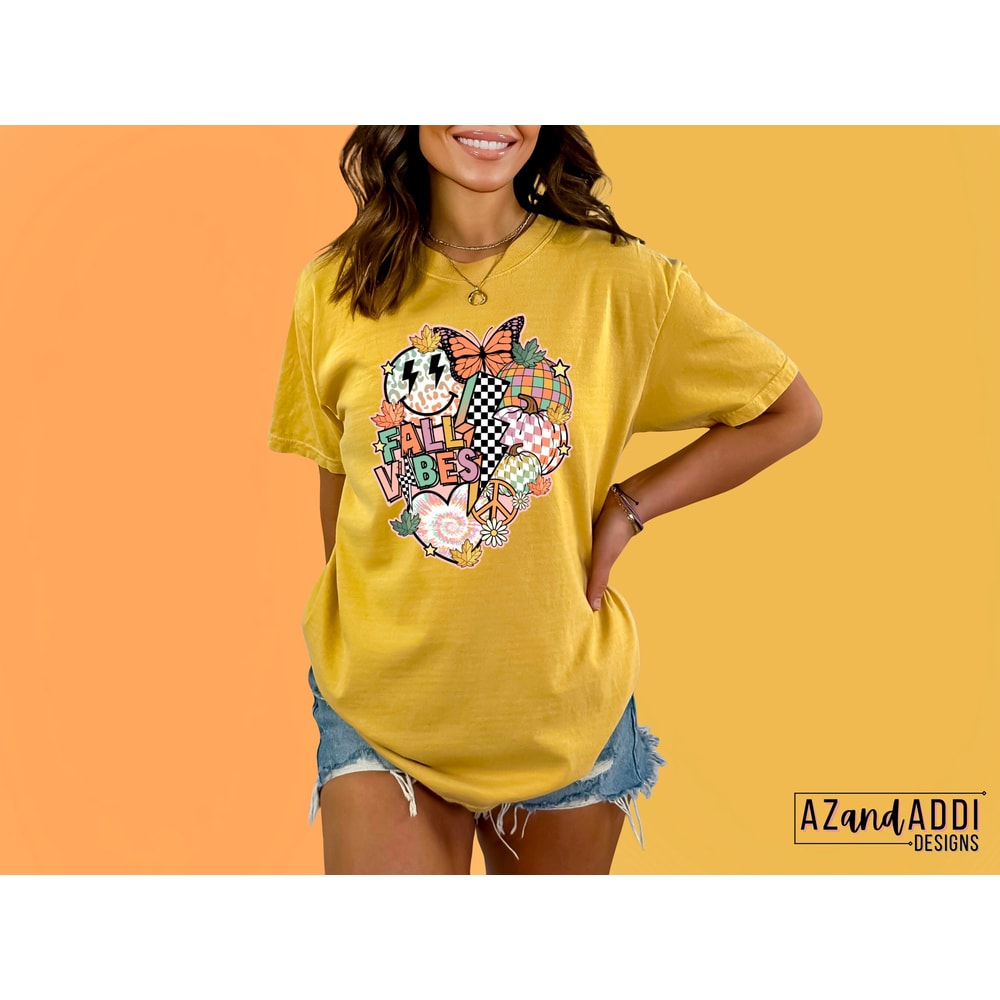 Fall vibes png sublimation design, retro fall sublimation, smile face pumpkin png, fall clipart png, digital download, trendy fall design - 4.jpg