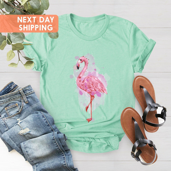 Watercolor Flaming Shirt, Women's Flamingo Shirt, Flamingo Tee, Flamingo Gift, Flamingo Gift for Women, Flamingo Lovers, Flamingo Shirt Gift - 1.jpg