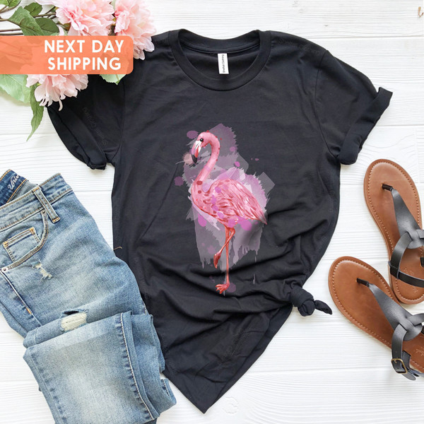 Watercolor Flaming Shirt, Women's Flamingo Shirt, Flamingo Tee, Flamingo Gift, Flamingo Gift for Women, Flamingo Lovers, Flamingo Shirt Gift - 2.jpg