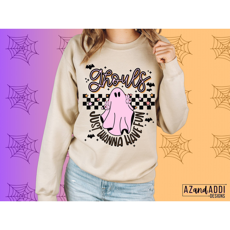 Ghouls just wanna have fun Png, Halloween sublimation design, ghost png, spooky png, let’s go ghouls, retro halloween png - 5.jpg