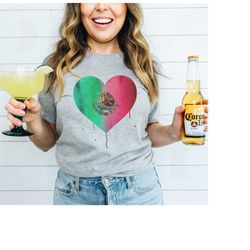 mexico shirt - mexican watercolor heart flag t-shirt, womens cinco de mayo tshirt, latina tee, mexico cruise vacation gi