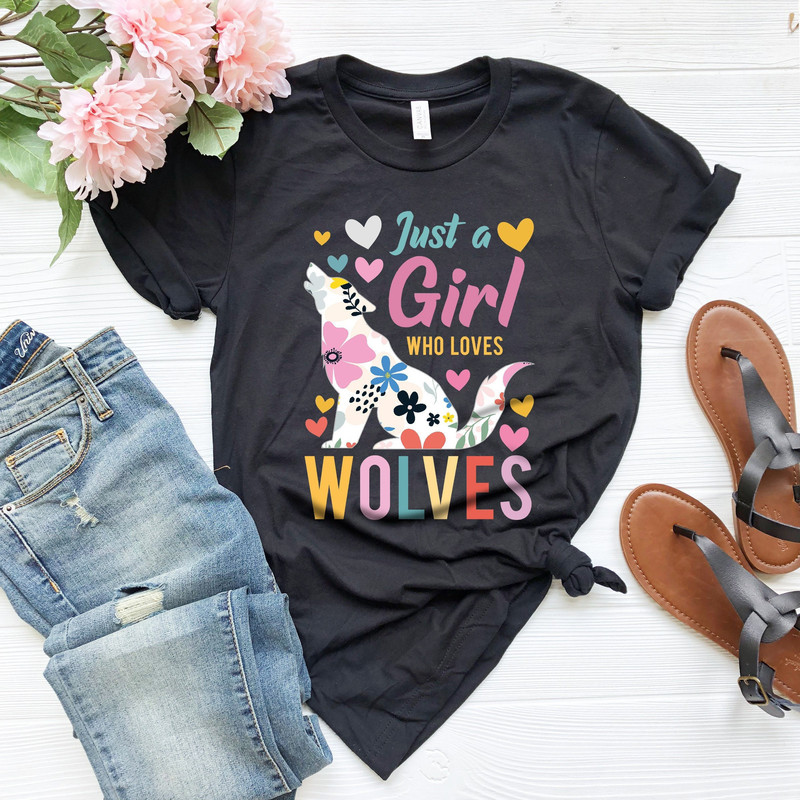 Wolf Howling At The Moon Tee, Howling Wolf Shirt, Wolf Lover Gift, Floral Wolf Shirt, Wildlife Animals Tee, Wolf Girl Tee - 2.jpg