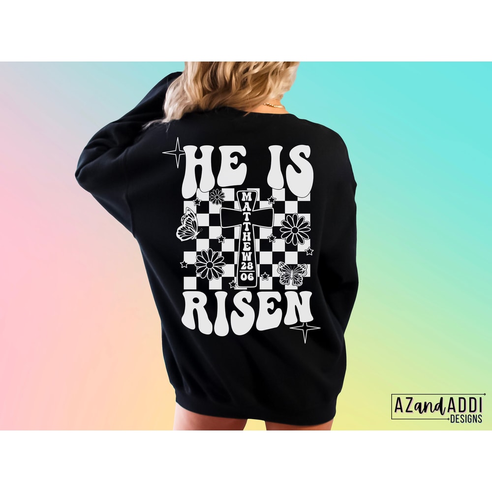 He is risen png, Christian Easter png, retro Christian sublimation, religious easter design, scriptures png, trendy front back design - 8.jpg