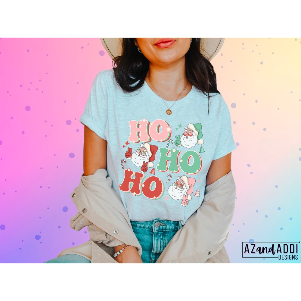 Ho Ho Ho png, retro Christmas png, retro Santa png, groovy Christmas png, groovy Santa, hippie Santa png, retro sublimation - 4.jpg