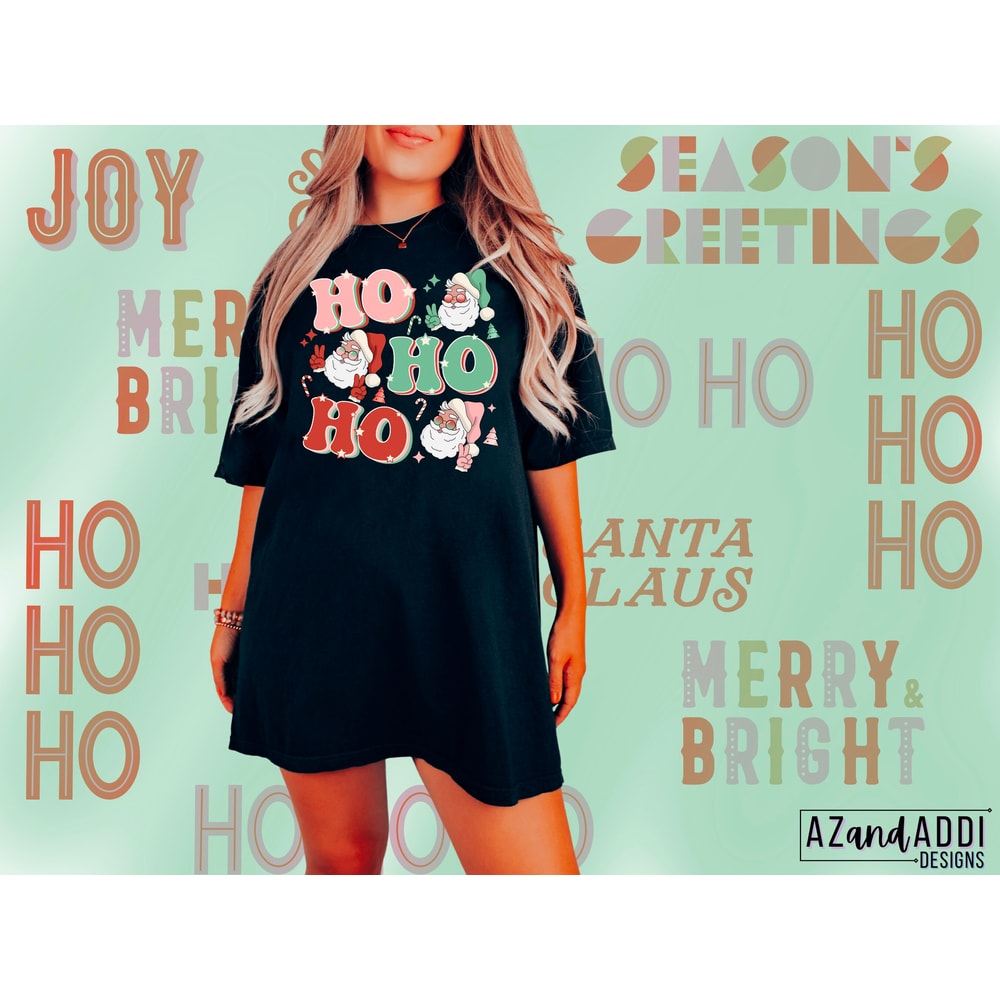 Ho Ho Ho png, retro Christmas png, retro Santa png, groovy Christmas png, groovy Santa, hippie Santa png, retro sublimation - 6.jpg