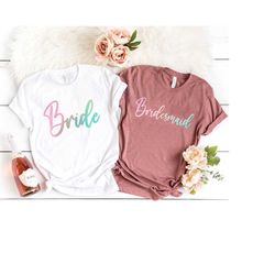 hawaii beach bride group shirt, bridal party t-shirts, hawaii wedding squad, maui aloha bride tshirts, watercolor rainbo