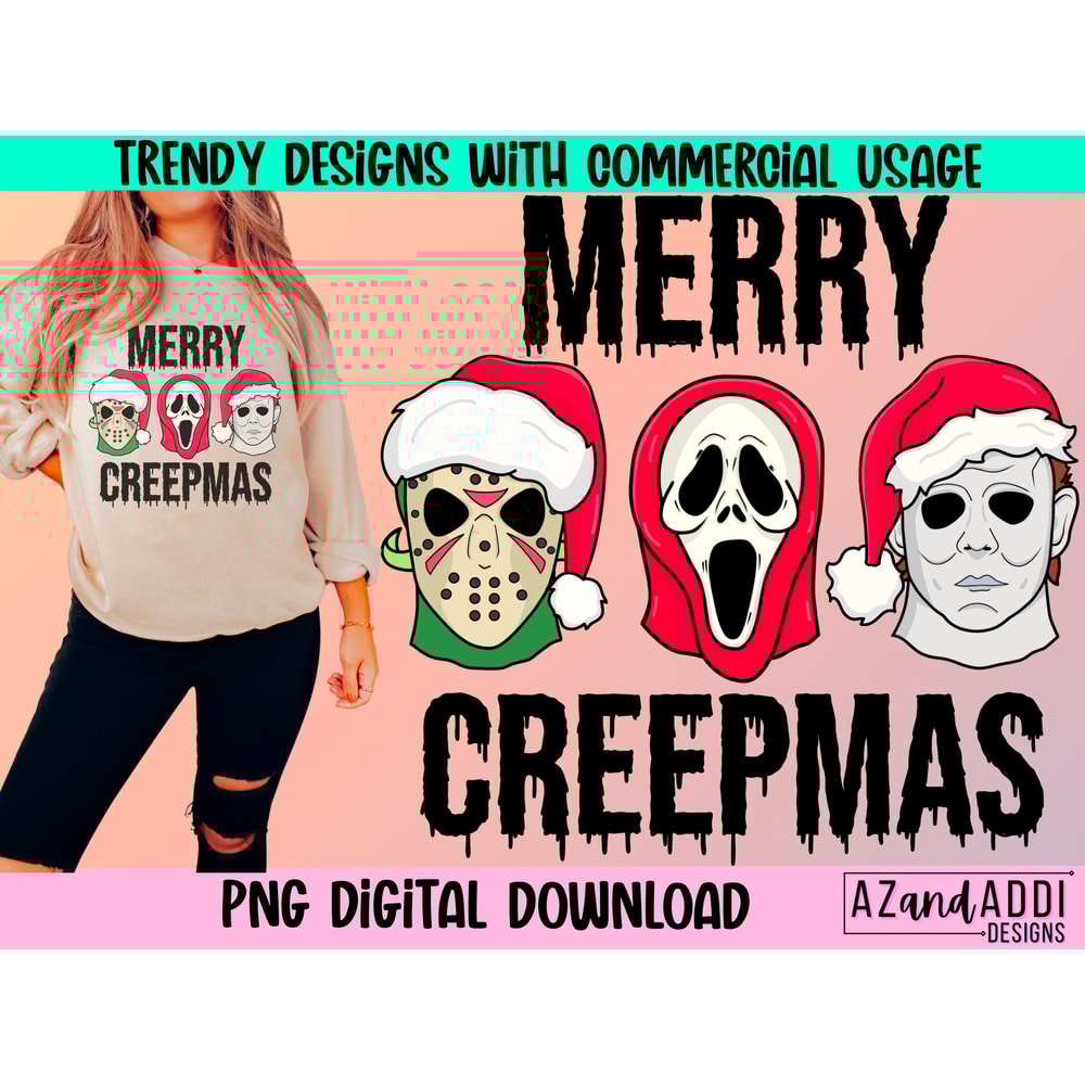 Horror movie Christmas png, merry Creepmas png, retro Christmas sublimation, scary movie Christmas, spooky Christmas, halloween Christmas - 1.jpg