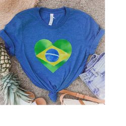 brazil gift heart watercolor flag t-shirt, girls trip vacation shirt, brasil vacation t shirt brazilian pride tee cruise