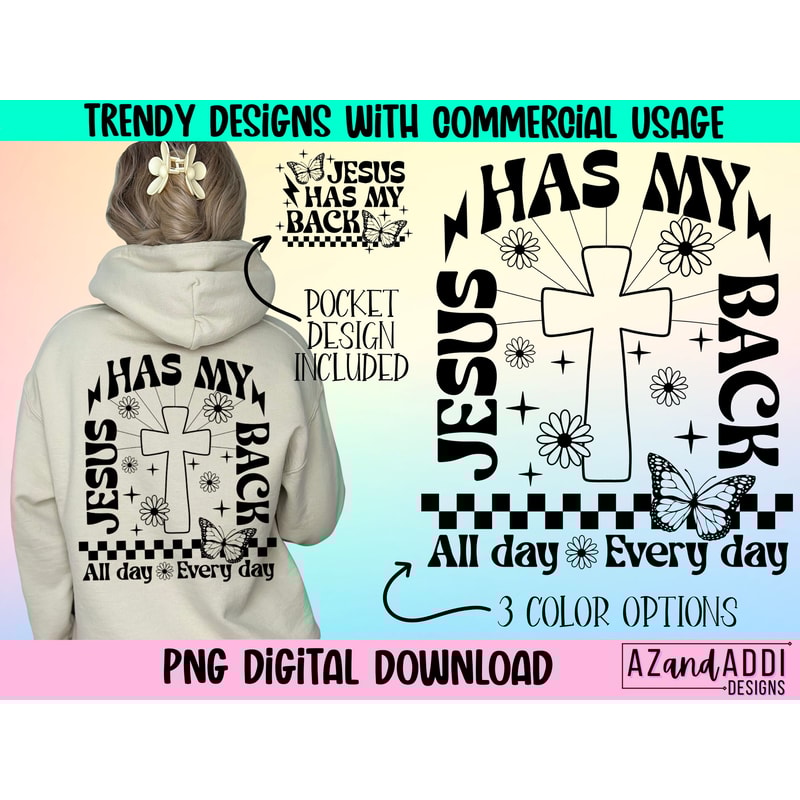 Jesus has my back png, retro Christian sublimation design, Christian png, religious png, trendy Jesus front and back design, digital design - 1.jpg