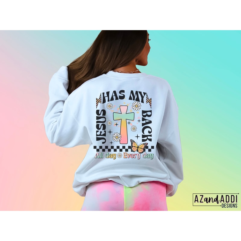 Jesus has my back png, retro Christian sublimation design, Christian png, religious png, trendy Jesus front and back design, digital design - 3.jpg