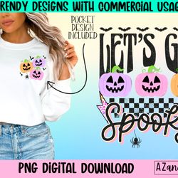 lets get spooky png, retro halloween sublimation designs dow