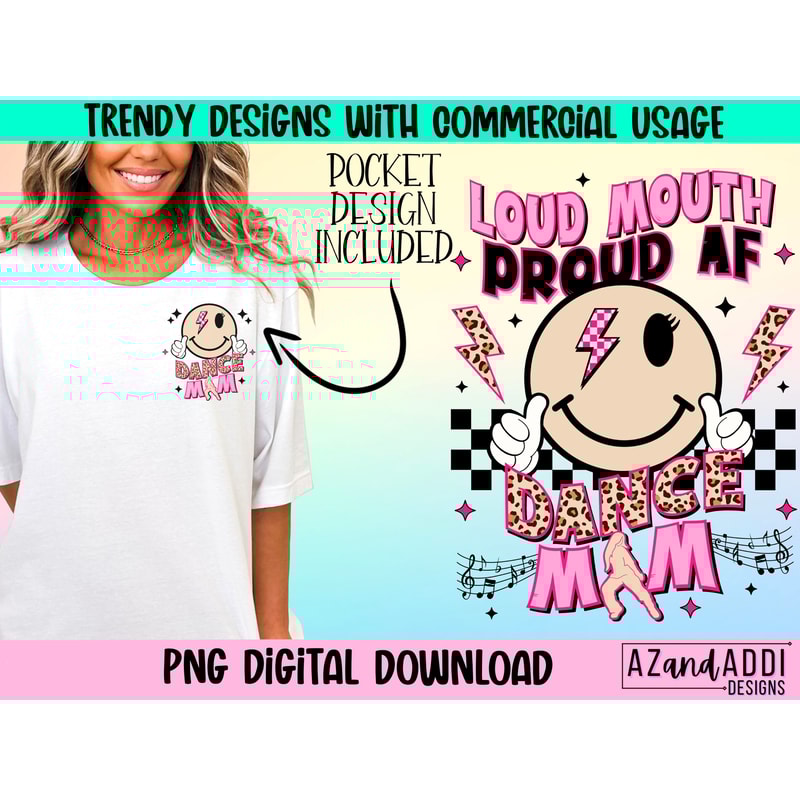 Loud mouth dance mama png, proud dance mom png, retro dance sublimation, dance smiley face png, dance vibes, digital trendy retro dance png - 1.jpg