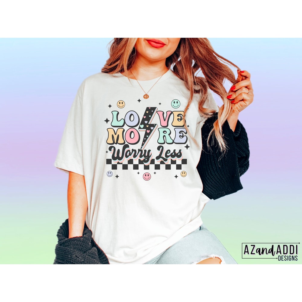 Love More Worry Less PNG, Retro, Smile Face, Valentine's Png, Hearts, Retro Valentine Sublimation, pocket design, love png, lightning bolt - 4.jpg