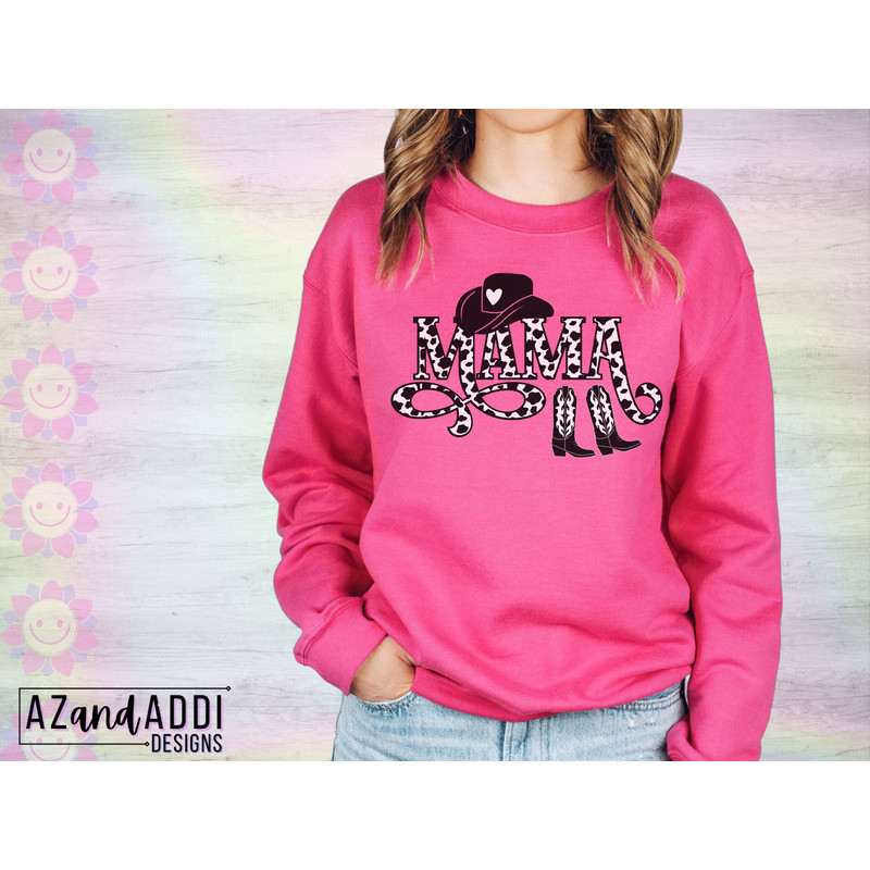 Mama cow hide png file, cow print sublimation design, Cowgirl, Cowgirl boots, digital download, retro font, cow print graphic tshirt design - 2.jpg