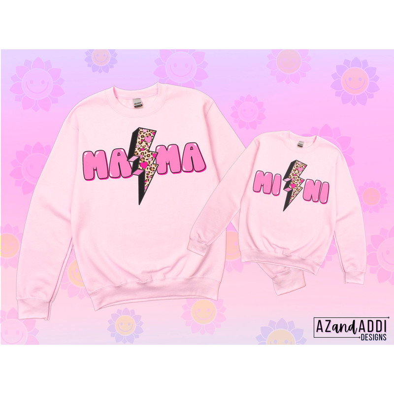 Mama and Mini Sublimation Design, Retro Mom Daughter Png, Digitl download, leopard Mama Mini lightning bolt, girl mama, Mother’s Day png - 4.jpg