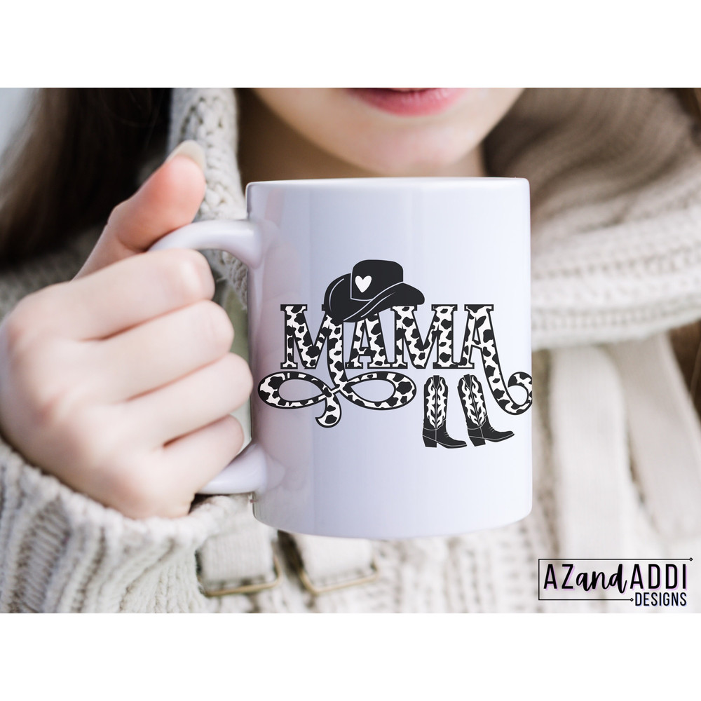 Mama cow hide png file, cow print sublimation design, Cowgirl, Cowgirl boots, digital download, retro font, cow print graphic tshirt design - 4.jpg