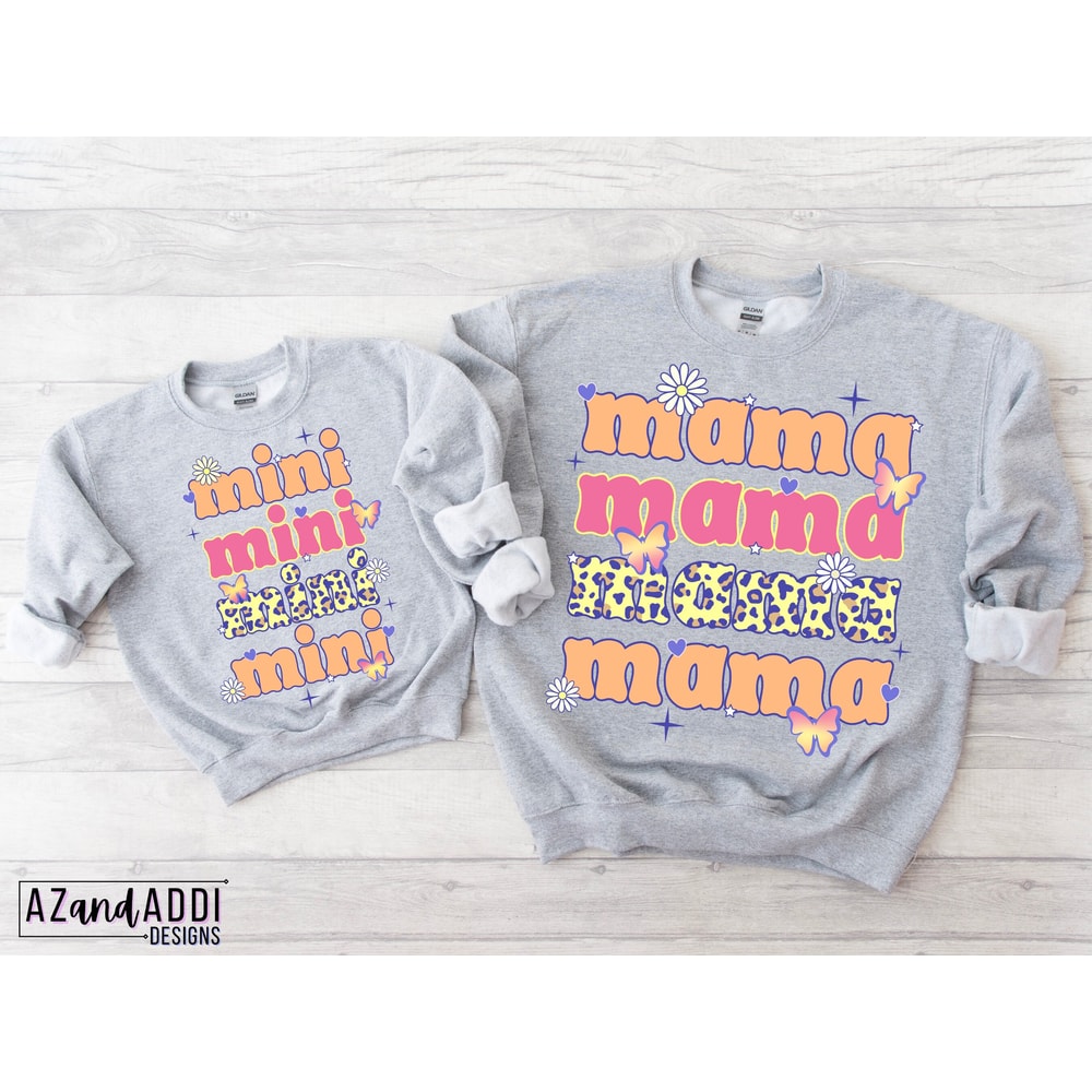Matching mama and mini shirt design, retro mama mini sublimation, groovy retro png, Mother’s Day png, digital download, mom and daughter png - 2.jpg